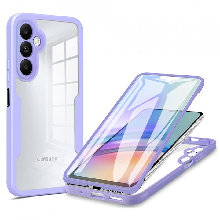[Pachet 360°] Husa + Folie pentru Samsung Galaxy A25 5G, SKDR ColorShield 360° - Mov