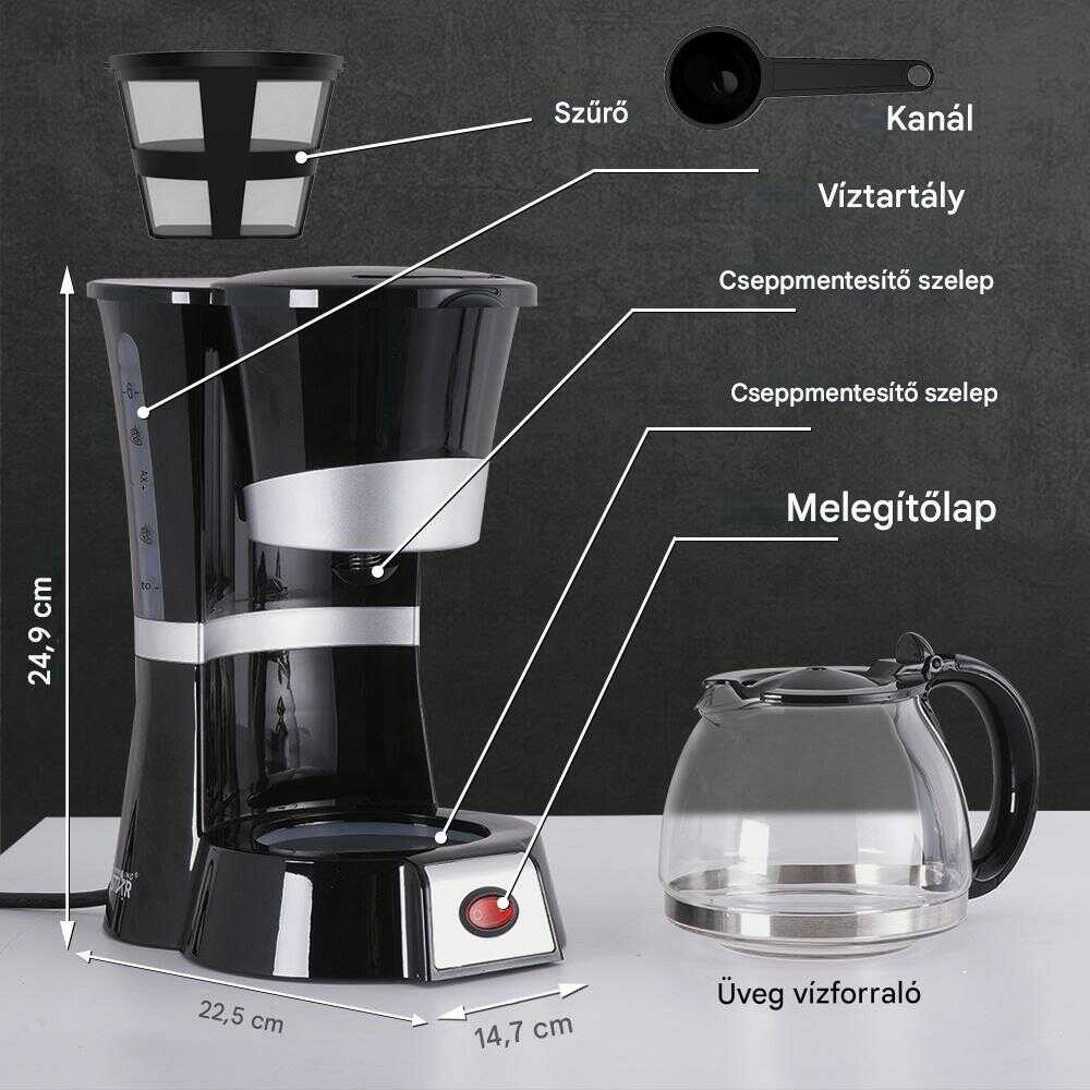 Cafetieră și Ceainic prin Picurare, WINNING STAR ST-9711 600ml, Negru