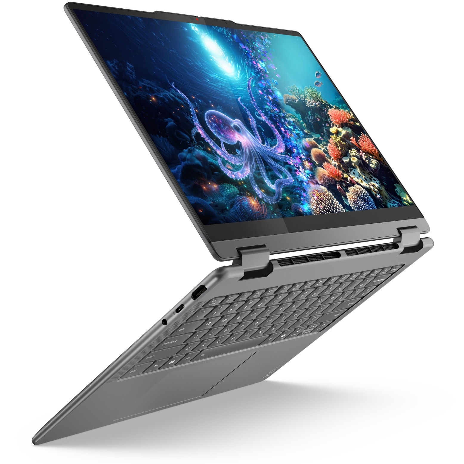 Laptop Lenovo Yoga 7 2-in-1 14ILL10 cu procesor Intel® Core Ultra 7 256V pana la 4.8GHz, 14" WUXGA, OLED, Touch, 16GB LPDDR5x RAM, 1TB SSD, Intel® Arc™ Graphics, Windows 11 Pro, Luna Grey, 3y on-site Premium Care