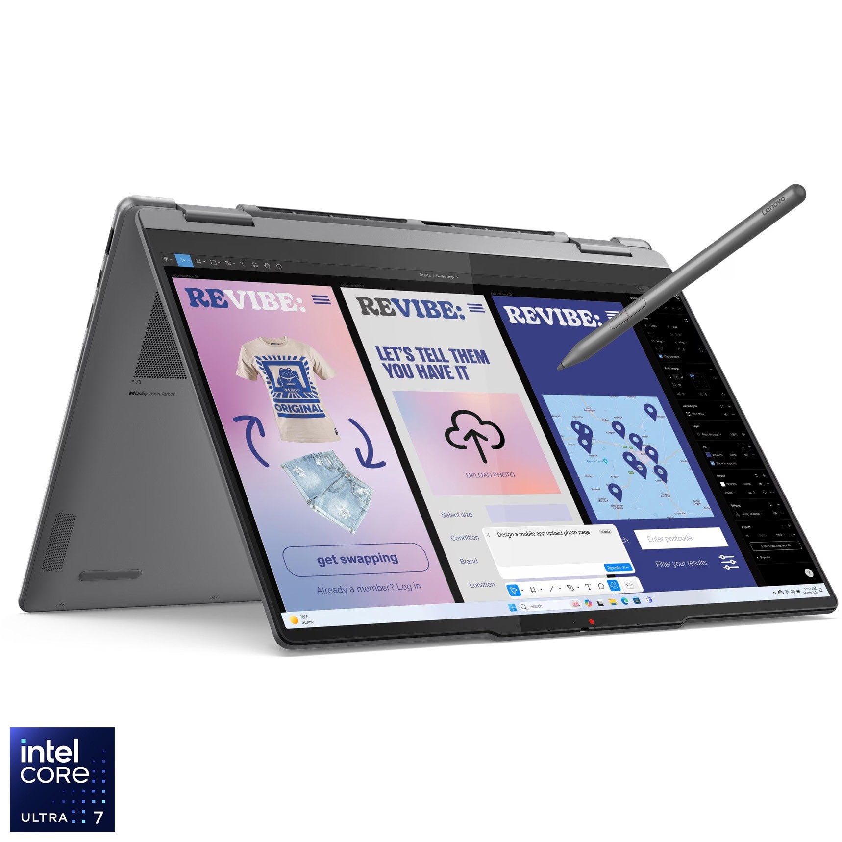 Laptop Lenovo Yoga 7 2-in-1 14ILL10 cu procesor Intel® Core Ultra 7 256V pana la 4.8GHz, 14" WUXGA, OLED, Touch, 16GB LPDDR5x RAM, 1TB SSD, Intel® Arc™ Graphics, Windows 11 Pro, Luna Grey, 3y on-site Premium Care