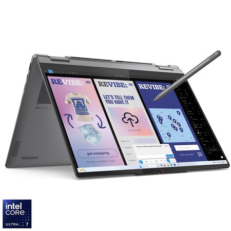 Laptop Lenovo Yoga 7 2-in-1 14ILL10 cu procesor Intel® Core Ultra 7 256V pana la 4.8GHz, 14" WUXGA, OLED, Touch, 16GB LPDDR5x RAM, 1TB SSD, Intel® Arc™ Graphics, Windows 11 Pro, Luna Grey, 3y on-site Premium Care