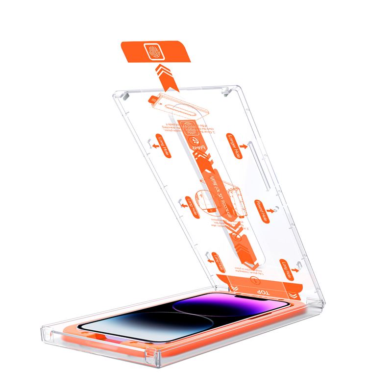Set 2 folii sticla transparente cu sistem de montare Mobile Origin Screen Guard compatibil cu iPhone 14 Plus / 13 Pro Max