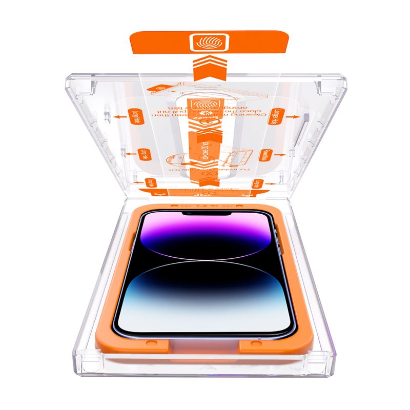 Set 2 folii sticla transparente cu sistem de montare Mobile Origin Screen Guard compatibil cu iPhone 14 Plus / 13 Pro Max