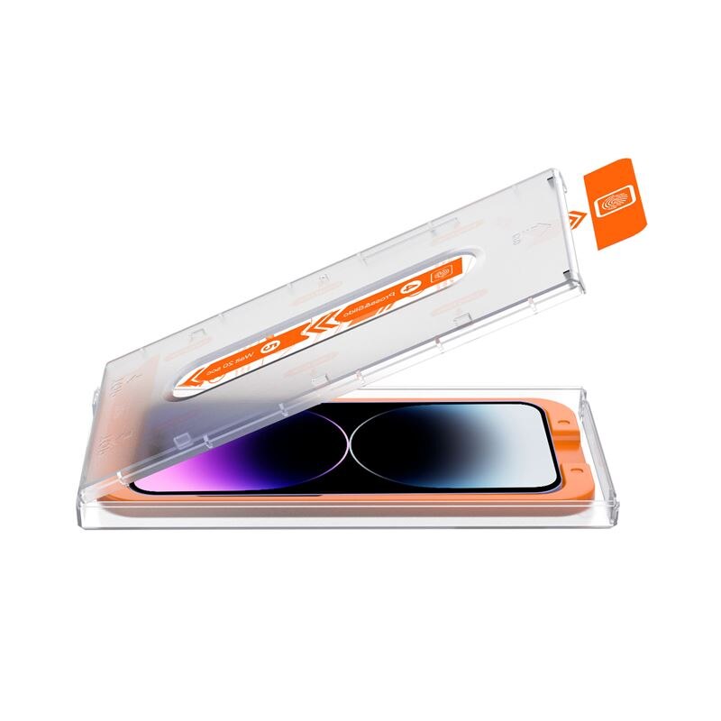 Set 2 folii sticla transparente cu sistem de montare Mobile Origin Screen Guard compatibil cu iPhone 14 Plus / 13 Pro Max