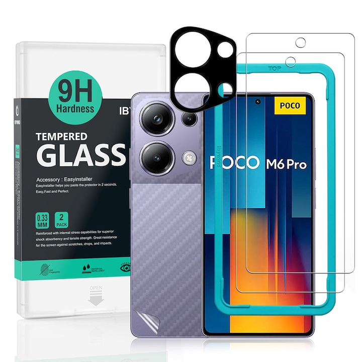 Folie Sticla Ibywind pentru Xiaomi Poco M6 Pro 4G, Set 2 buc, Duritate Militara, Ultra HD, Transparenta