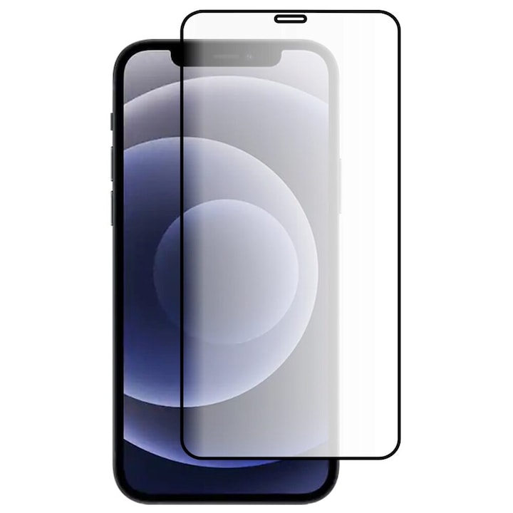 Folie Sticla Securizata Premium 5d Mr. Monkey Strong Hd Compatibila Cu iPhone 12 Pro Max, Full Cover Negru