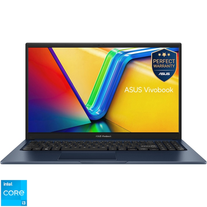 Laptop ASUS Vivobook 15 A1504VA cu procesor Intel® Core™ i3-1315U pana la 4.5GHz, 15.6'', Full HD, IPS, 8GB DDR4 RAM, 512GB SSD, Intel® Graphics, No OS, Quiet Blue