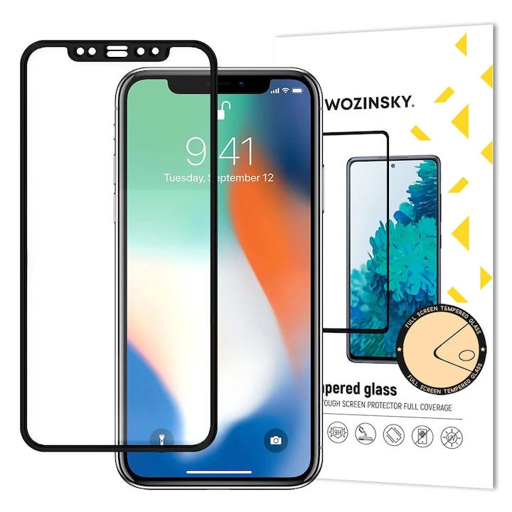 Folie Sticla Securizata 5D Wozinsky, Super Rezistenta, pentru iPhone XS Max, Negru