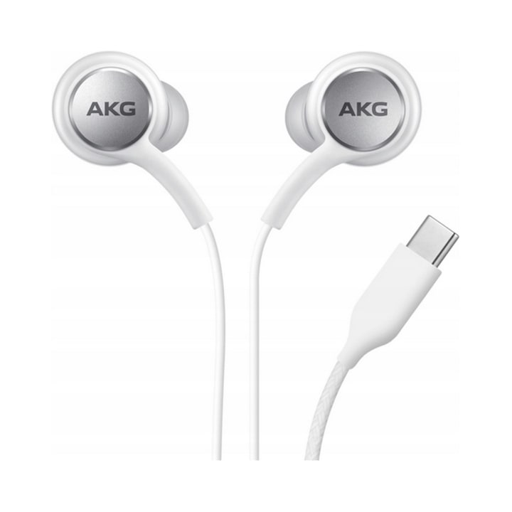 Casti cu fir AKG EO-IC100, in-ear, 3 perechi de dopuri, alb, 1,2m