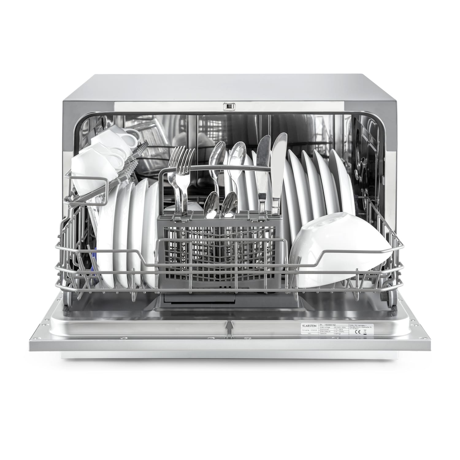 Masina de spalat vase Klarstein Amazonia 6, 1380W, argintie, 6 seturi, 49dB, design compact