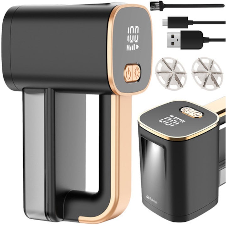 Aparat de curatat scame RUHHY, fara fir, 3 viteze, LCD, LED, USB-C, pentru haine si tapiterii, negru