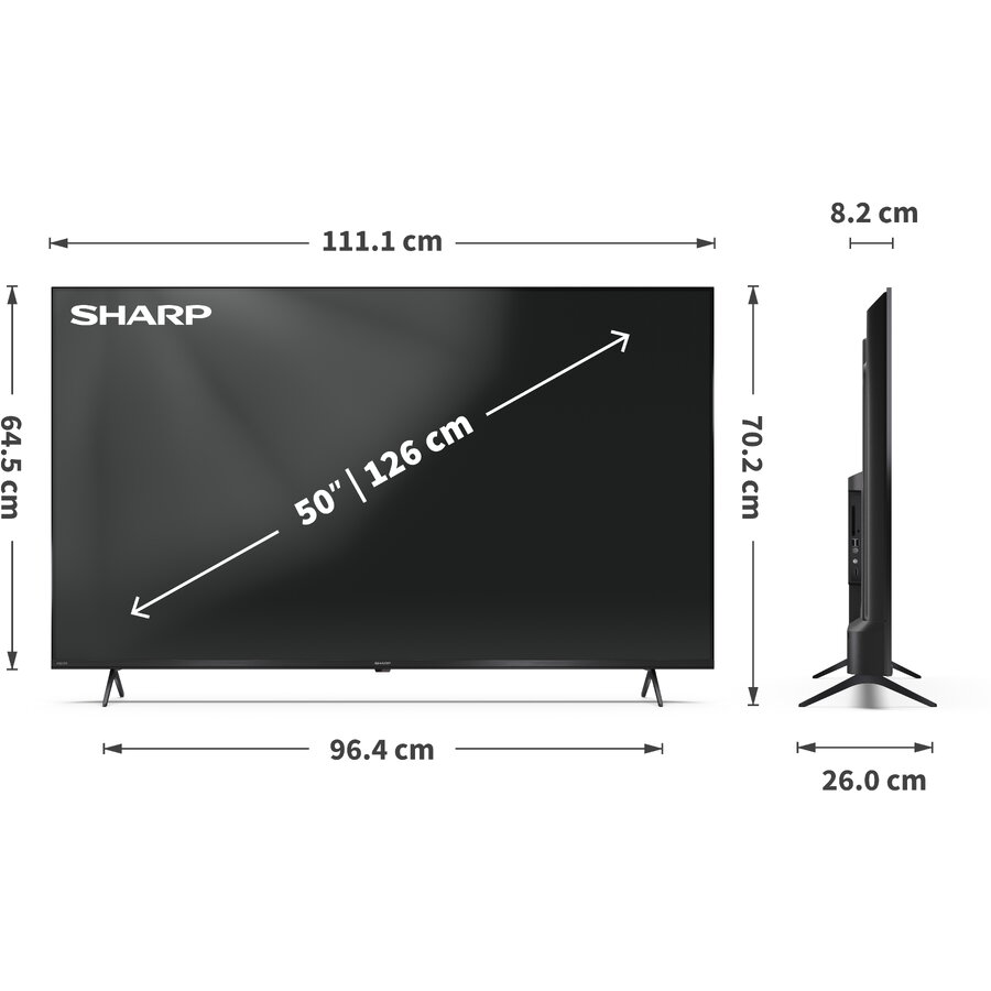 Televizor LED Sharp 50HL4265E, 50", Smart TV, 4K Ultra HD, Negru