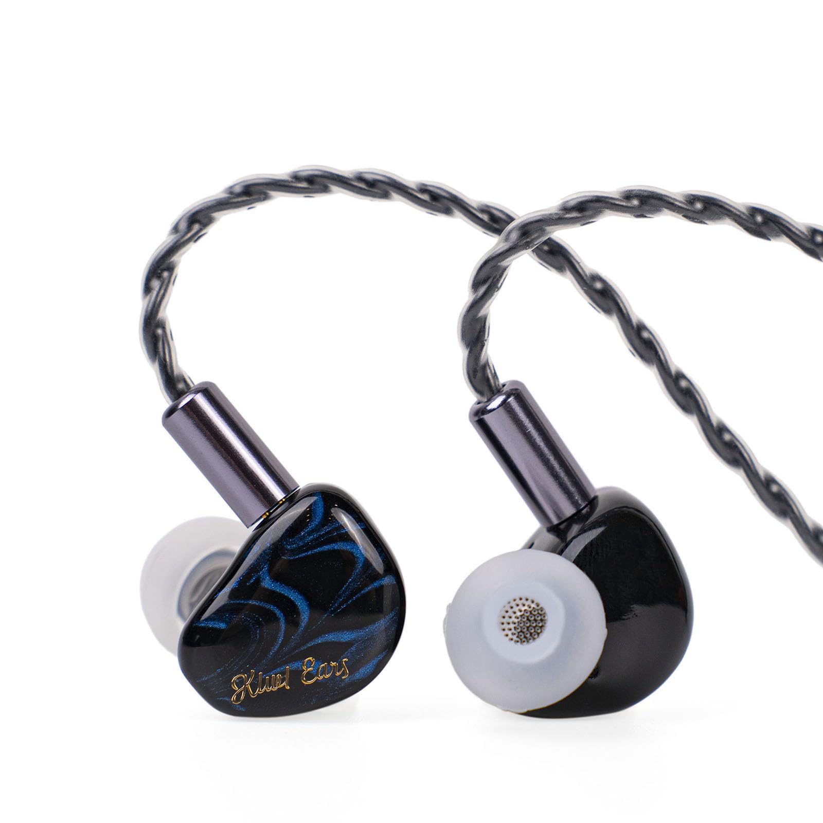Casti Kiwi Ears Cadenza, Drive 10mm dinamic beriliu, IEM, Hi-Fi Sound, Xtra Bas, cablu premium, Albastru