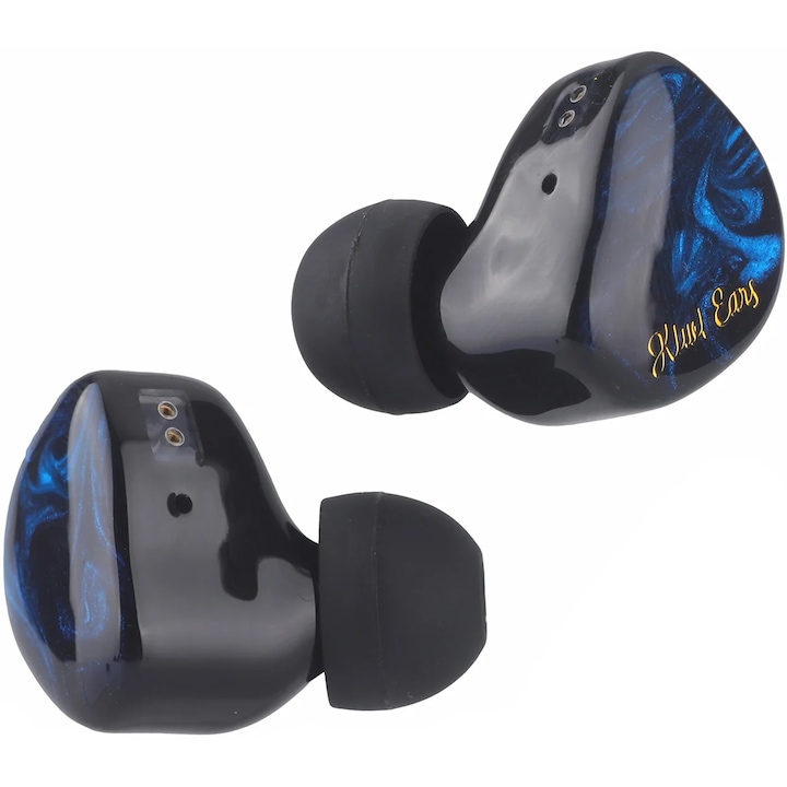 Casti Kiwi Ears Cadenza, Drive 10mm dinamic beriliu, IEM, Hi-Fi Sound, Xtra Bas, cablu premium, Albastru
