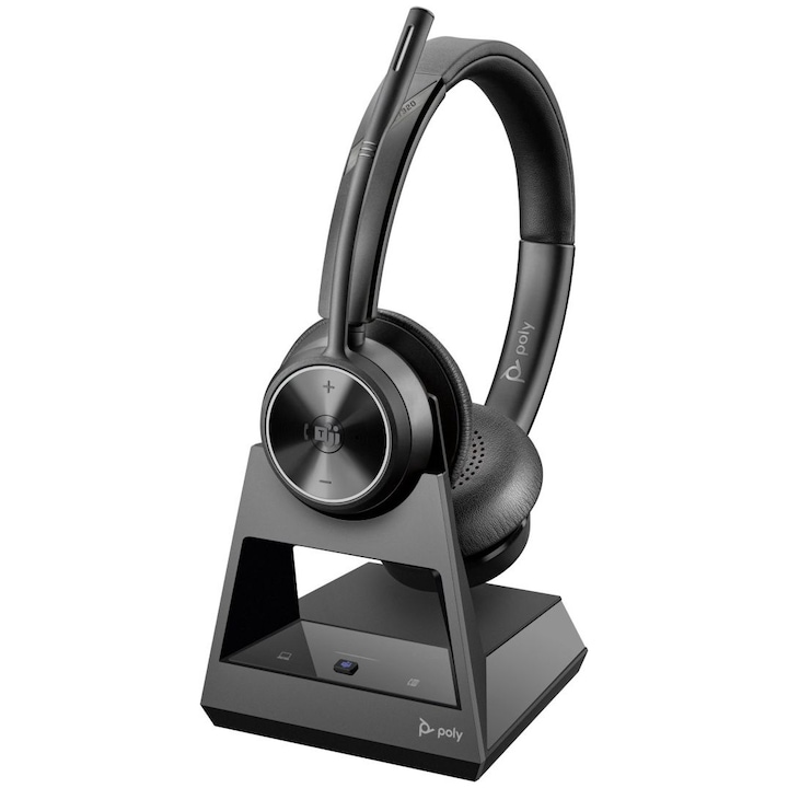 Casti wireless Poly Plantronics, 7320 Stereo, microfon, negru