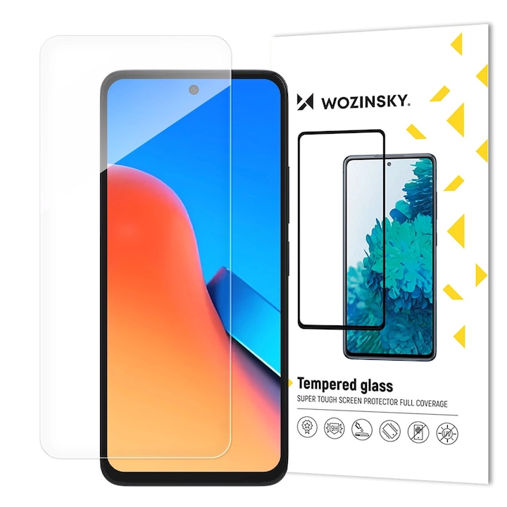 Sticla Temperata Wozinsky pentru Telefon Xiaomi Redmi 12, 9H, Transparent, Set cu Accesorii de Curatare