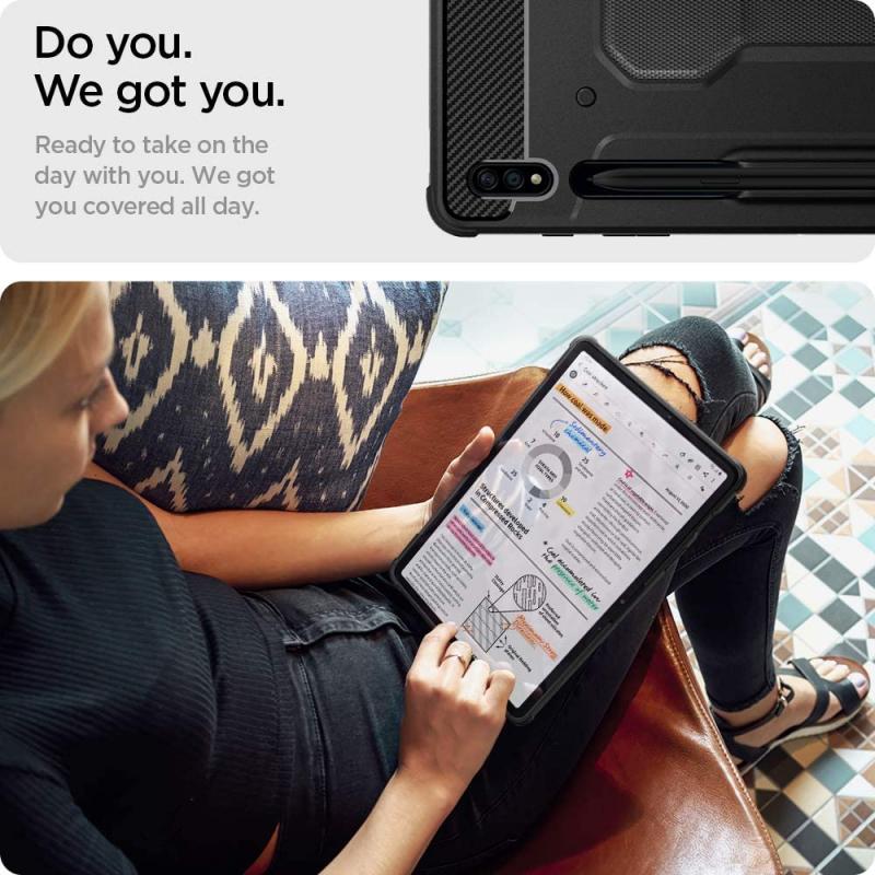 Husa Spigen Rugged Armor Pro compatibila cu Samsung Galaxy Tab S7 Plus / Tab S8 Plus 12.4 inch Black