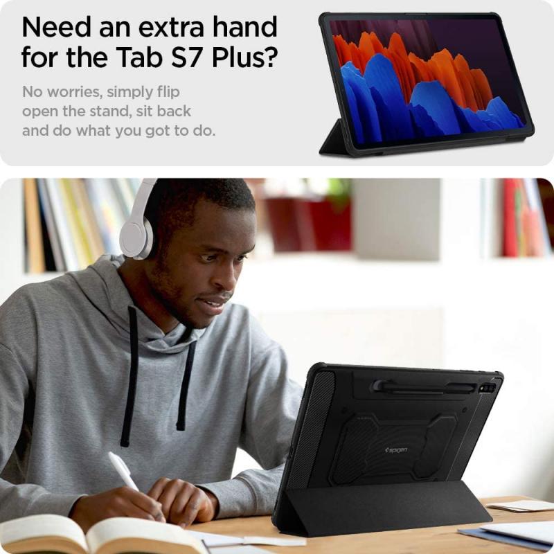Husa Spigen Rugged Armor Pro compatibila cu Samsung Galaxy Tab S7 Plus / Tab S8 Plus 12.4 inch Black