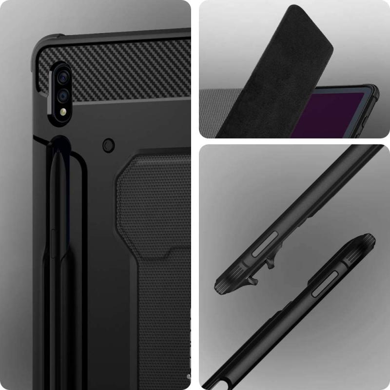 Husa Spigen Rugged Armor Pro compatibila cu Samsung Galaxy Tab S7 Plus / Tab S8 Plus 12.4 inch Black
