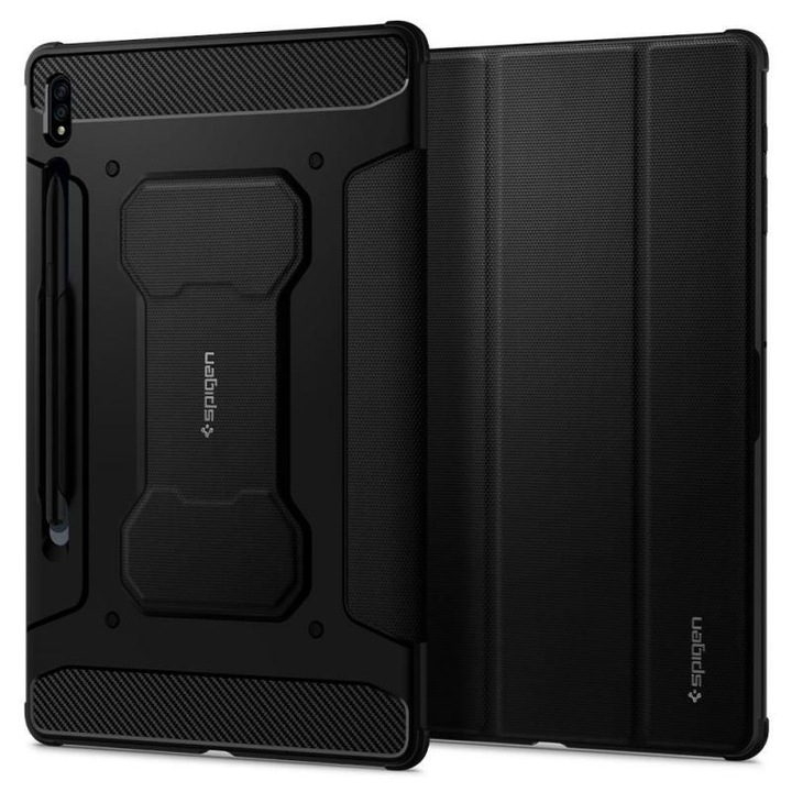 Husa Spigen Rugged Armor Pro compatibila cu Samsung Galaxy Tab S7 Plus / Tab S8 Plus 12.4 inch Black