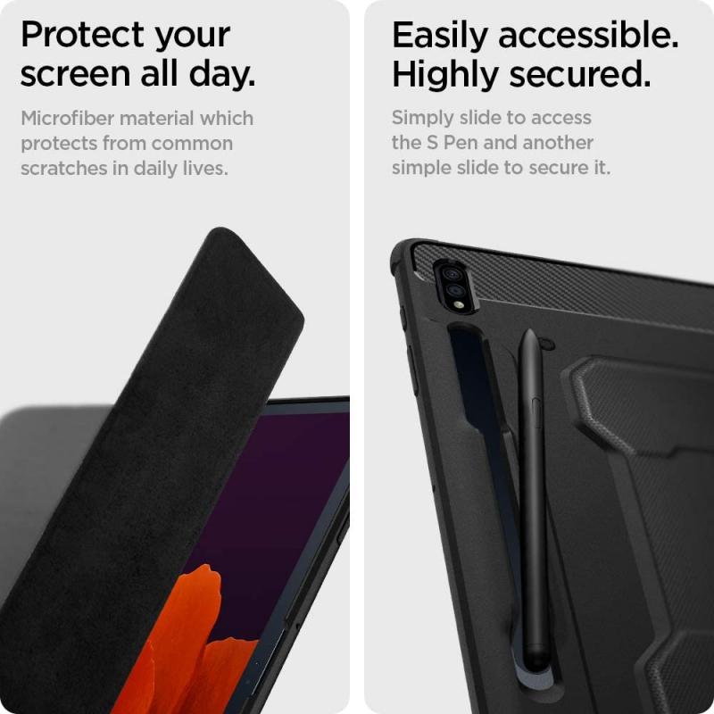 Husa Spigen Rugged Armor Pro compatibila cu Samsung Galaxy Tab S7 Plus / Tab S8 Plus 12.4 inch Black