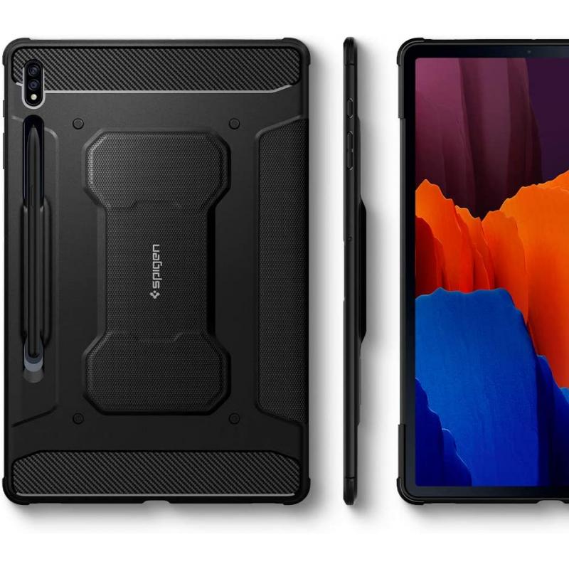Husa Spigen Rugged Armor Pro compatibila cu Samsung Galaxy Tab S7 Plus / Tab S8 Plus 12.4 inch Black