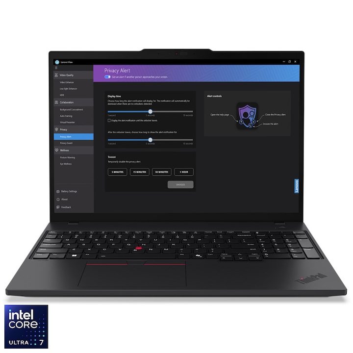 Laptop Lenovo ThinkPad T16 Gen 3 cu procesor Intel® Core™ Ultra 7 155U pana la 4.8 GHz, 16", WUXGA, IPS, 32GB DDR5, 1TB SSD, Intel® Graphics, Windows 11 Pro, Black, 3Y Premier Support