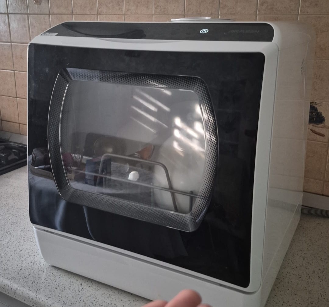 Masina de Spalat Vase Mini Compacta AIRMSEN – Portabila cu Rezervor de 5L, 6 Programe de Spalare, Uscare prin Aer & Ventilatie de 72 Ore, Perfecta pentru Bucatarii Mici, Alb