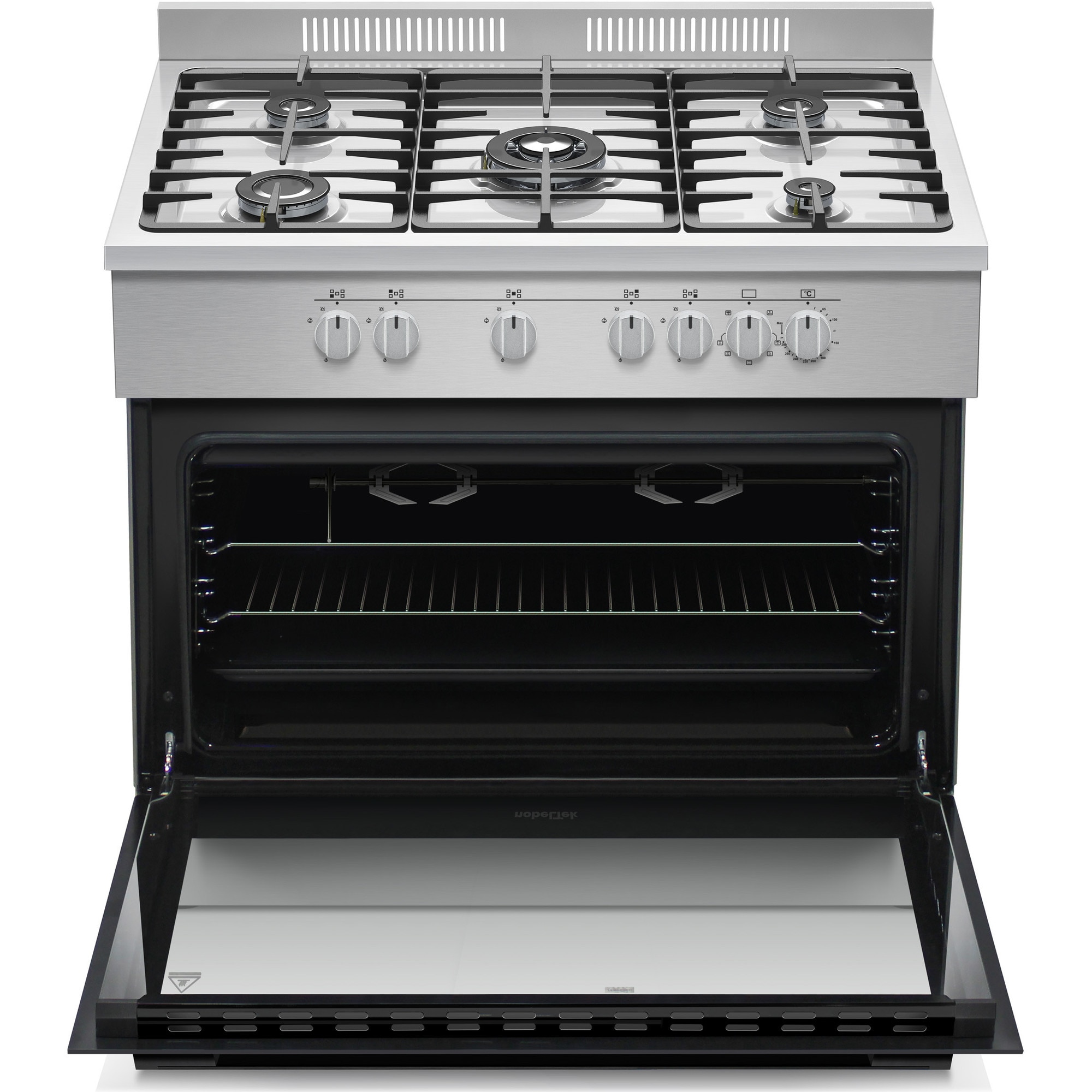 Aragaz semi-profesional Nobeltek NLT SP6904IX/FE1, plita gaz cu 5 arzatoare, 90 cm, inox