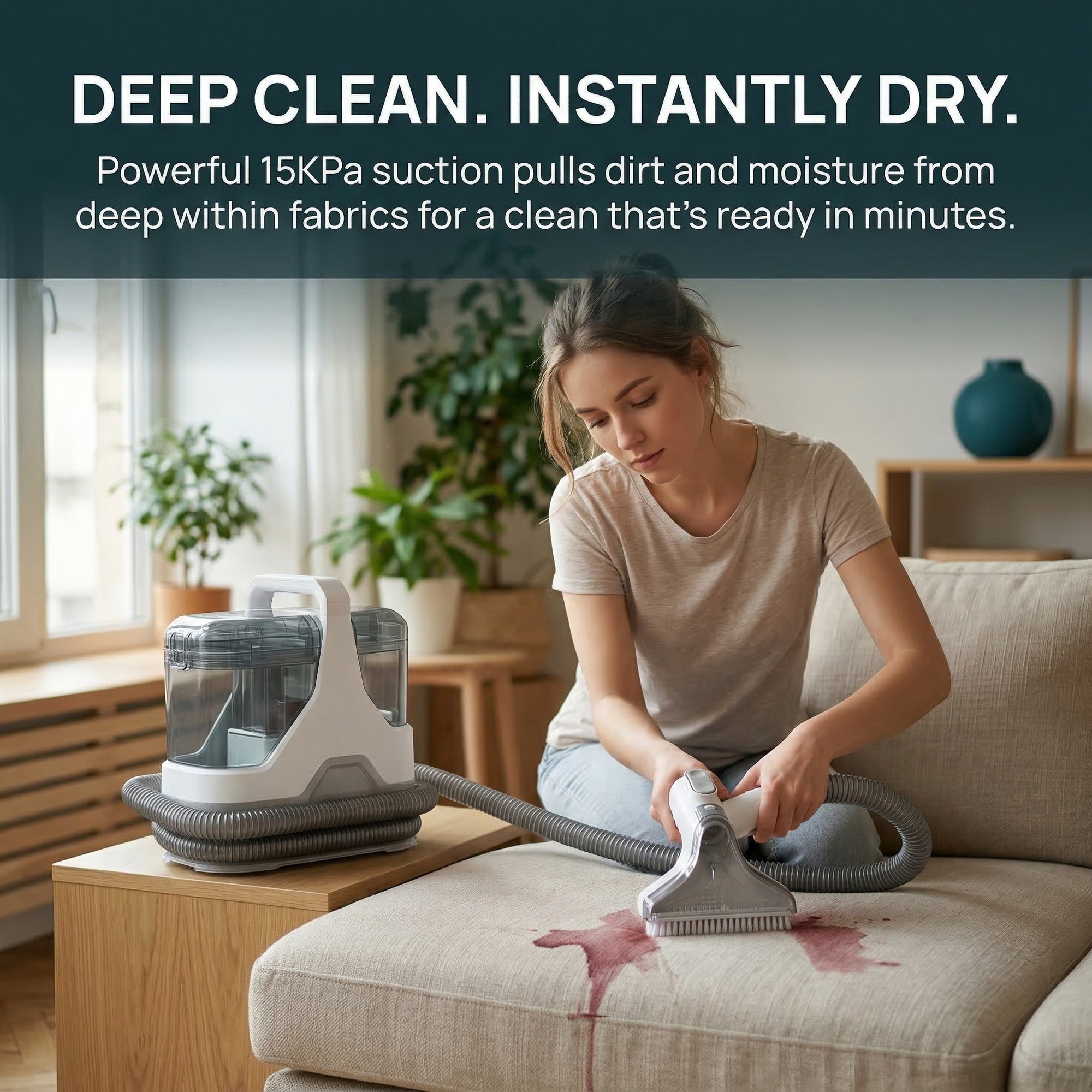 Aspirator cu spalare Lttsoyh®, 600W,1.3l colectare,15KPa aspiratie uragan, uscare rapida, sistem dual-tank, actiune tripla (spray + perie + aspiratie), 3 capete, sigur pentru toate tesaturile, ideal auto & casa, compact