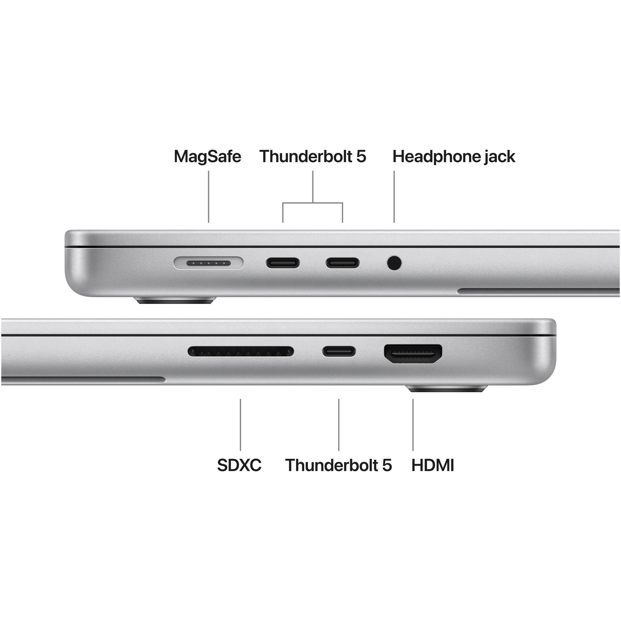 Apple MacBook Pro 16.2" cu procesor Apple M5 Max, 18 nuclee CPU, 40 nuclee GPU, 64GB RAM, 2TB SSD, Silver, Tastatura internationala
