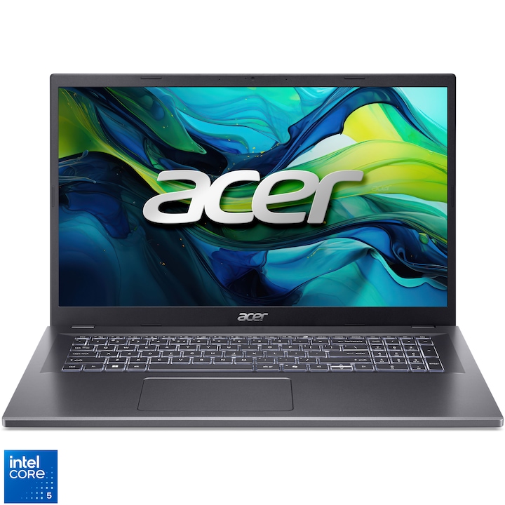 Laptop Acer Aspire 17 A17-51M-57GV cu procesor Intel® Core™ 5 120U pana la 5Ghz, 17.3" FullHD IPS, 16GB LPDDR5, 1TB SSD, Intel® Graphics, no Os, Steel Grey