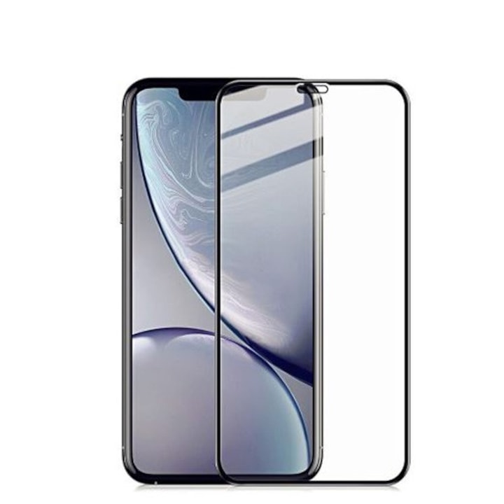 Folie sticla protectie compatibila cu iPhone 11, Full Cover, Full Glue, 9D, rezistenta la zgarieturi