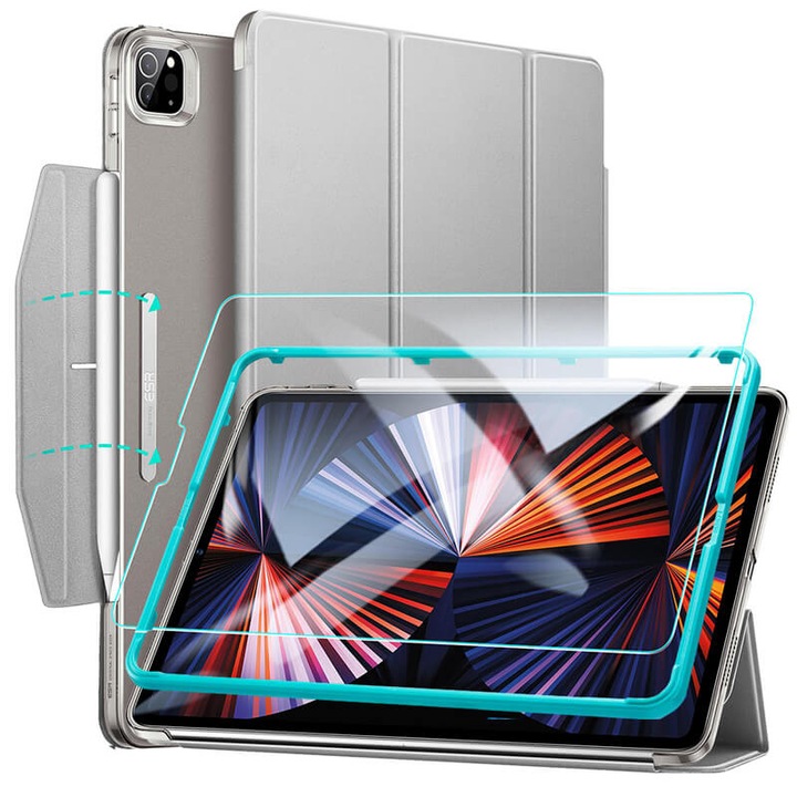 Husa tableta + Sticla Temperata, ESR, pentru iPad Pro 12,9 2021/2022