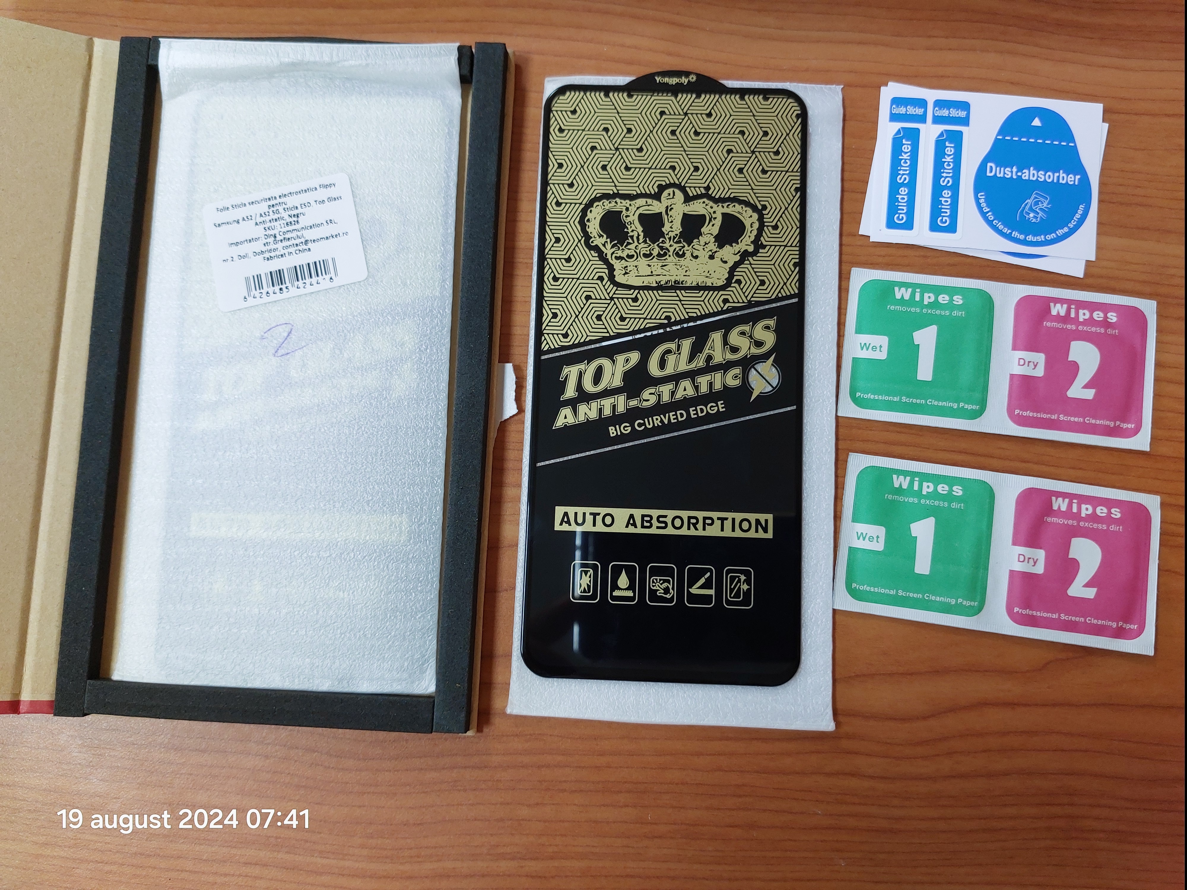 Folie Sticla securizata electrostatica Flippy pentru Samsung A52 / A52 5G, Sticla ESD, Top Glass, Anti-static, Negru
