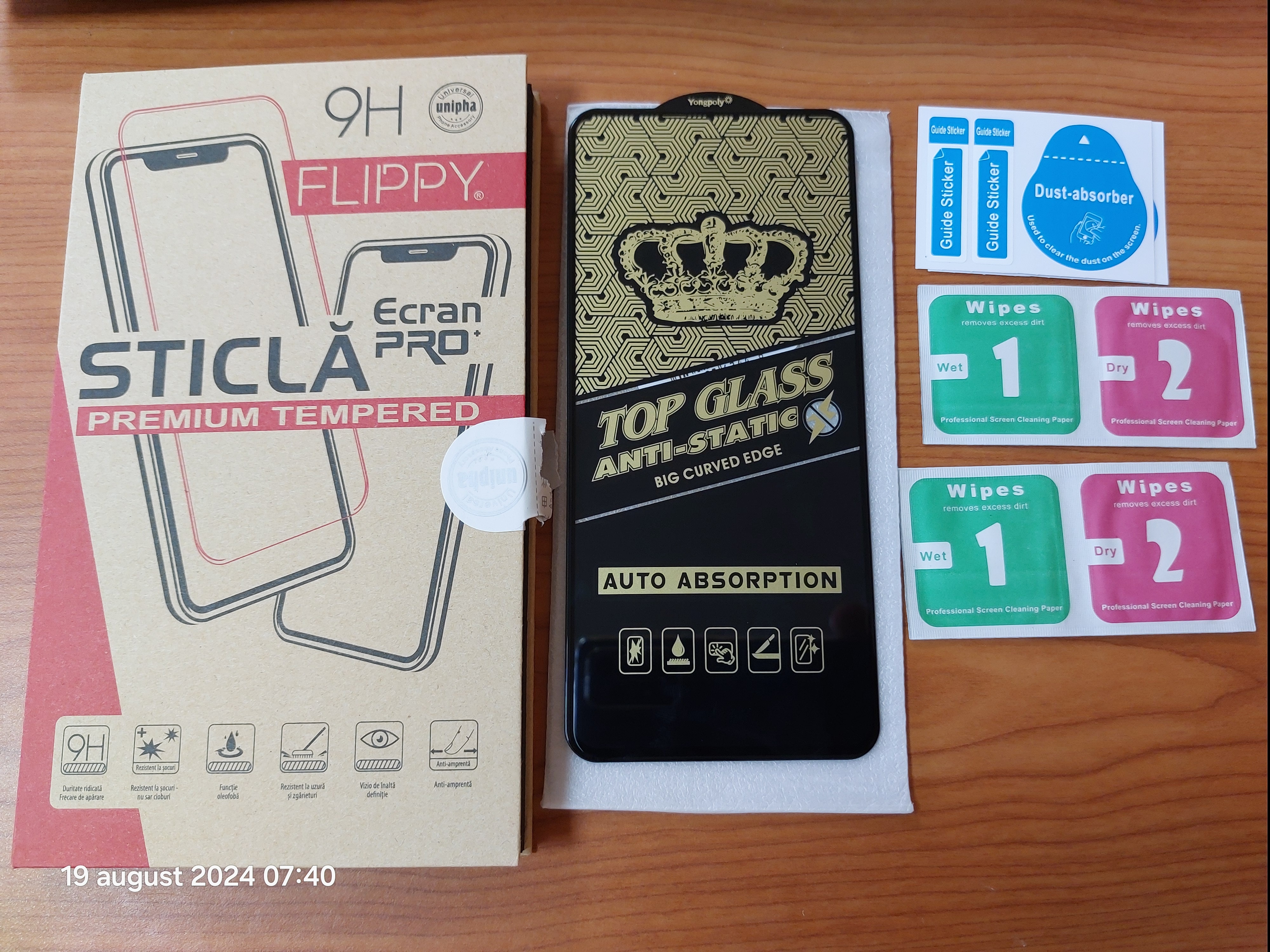 Folie Sticla securizata electrostatica Flippy pentru Samsung A52 / A52 5G, Sticla ESD, Top Glass, Anti-static, Negru
