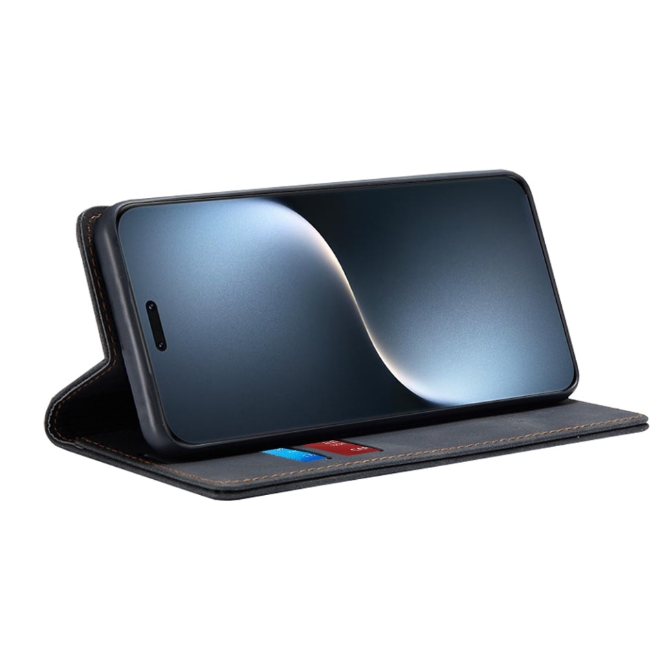 Husa pentru Honor Magic7 Pro, SKYDDAR INNOVATION, Soft Wallet, tip Carte din piele Eco Premium, cu Portofel Interior, Negru, set cu sticker