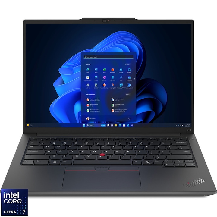Laptop Lenovo 14'' ThinkPad E14 Gen 6, WUXGA IPS, Procesor Intel® Core™ Ultra 7 155H (24M Cache, up to 4.80 GHz), 16 nuclee, 24 MB, 16GB DDR5, 512GB SSD, Intel Arc, Black
