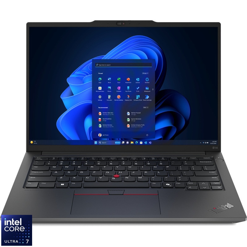 Laptop Lenovo 14'' ThinkPad E14 Gen 6, WUXGA IPS, Procesor Intel® Core™ Ultra 7 155H (24M Cache, up to 4.80 GHz), 16 nuclee, 24 MB, 16GB DDR5, 512GB SSD, Intel Arc, Black
