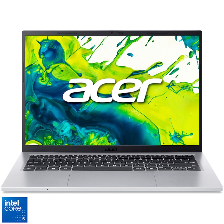 Laptop Acer Aspire Go 14 AG14-72P-58K8 cu procesor Intel® Core™ 5 120U pana la 5 Ghz, 14" WUXGA IPS 120 Hz, 16GB DDR4, 512GB SSD, Intel® Graphics, No OS, Silver