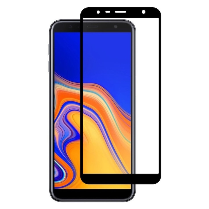 Folie sticla securizata Full Cover Full Glue pentru Samsung Galaxy J4 Plus (2018), Negru