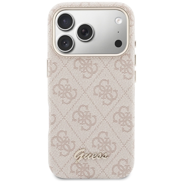 Husă Guess 4G Script MagSafe, roz, pentru iPhone 17 Pro, material TPU/PC
