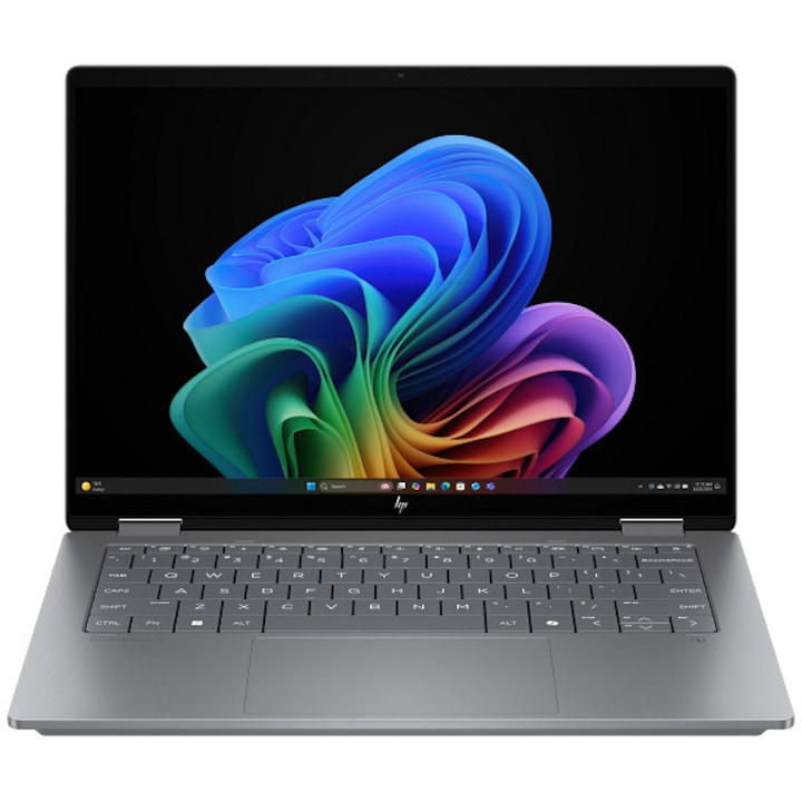 Laptop HP OmniBook X Flip 14-fk0019nn cu procesor AMD Ryzen™ AI 7 350 pana la 5.0GHz, 14.0" TOUCH, 2K, 24GB DDR5 RAM, 1TB SSD, AMD Radeon™ 860M Graphics, Windows 11 Home, Meteor Silver