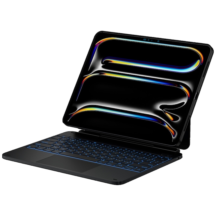 Carcasa cu tastatura Typecase Edge Plus compatibila cu iPad Pro 13 inch 2024 / 2025, Carbon Fiber