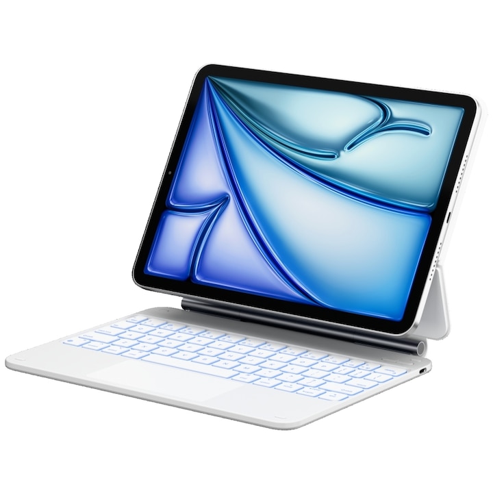 Carcasa cu tastatura Typecase Edge compatibila cu iPad Air 11 inch 2024 / 2025, Alb