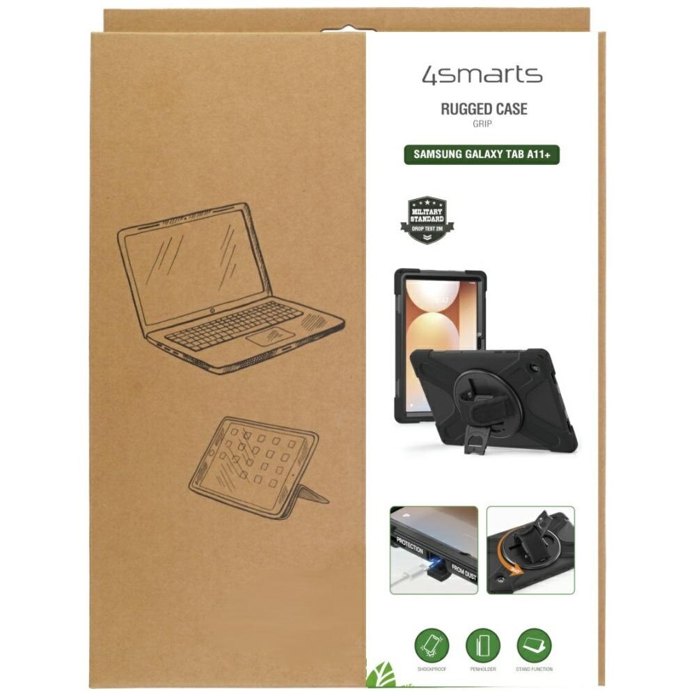 Carcasa 4smarts Rugged Case Grip compatibila cu Samsung Galaxy Tab A11 Plus, 11 inch, Negru