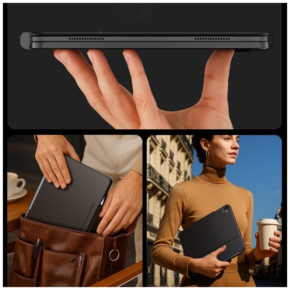 Husa cu tastatura Typecase Edge compatibila cu iPad 10.9 inch 2022 / iPad 11 inch 2025, Negru