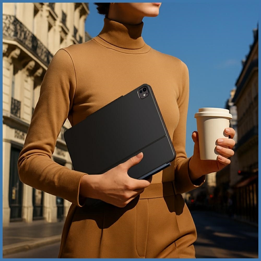 Husa cu tastatura Typecase Edge compatibila cu iPad 10.9 inch 2022 / iPad 11 inch 2025, Negru