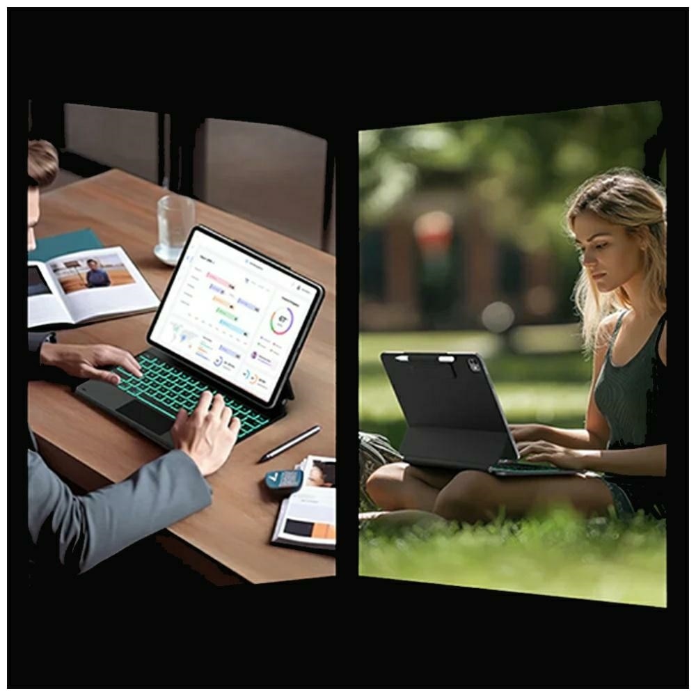 Husa cu tastatura Typecase Edge compatibila cu iPad 10.9 inch 2022 / iPad 11 inch 2025, Negru