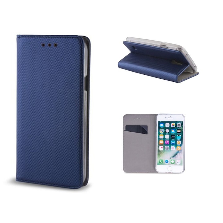 Husa carte protectie 360, G-Tech, compatibila cu Samsung Galaxy S26 Ultra, buzunar card, piele ecologica, Albastru Inchis